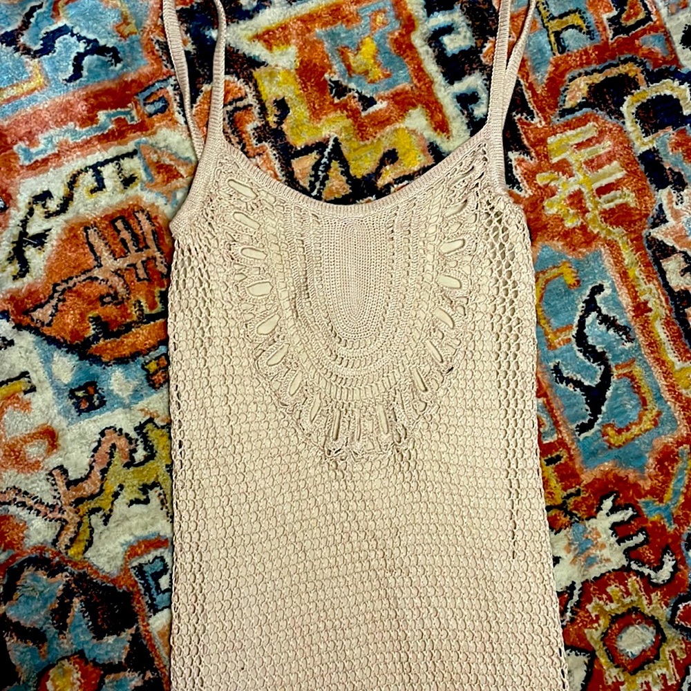 NWT never worn Trina Turk crochet tan mini dress retails for $328 perfect condi